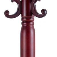 Porte-manteau européen en bois massif, design sculpté et élégant, plusieurs crochets à hauteurs variées, 48x48x195 cm, Noyer(m-6)
