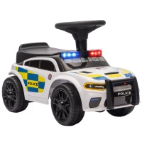 AIYAPLAY Rutschauto Kinder Polizei Rutschfahrzeug mit Musik Licht Anti-Kipp-Schutz & Stauraum unter dem Sitz 18-36 Monate Weiß(m-12)