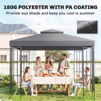 Outsunny 3(m) Gazebo Top Cover Double Tier Canopy Replacement Pavilion Roof Deep Grey(m-6)