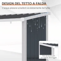 Outsunny Portalegna da Esterno in Acciaio Zincato con Tetto Inclinato, 1,34 m², Grigio Scuro(m-4)