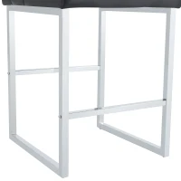 Lot de 2 tabourets de bar style nordique, structure métallique robuste avec pieds argentés, 48x53.3x91.4 cm, Noir+Argent(m-10)