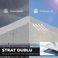 PawHut Țarc Exterior Oțel Galvanizat, Acoperiș Impermeabil Anti-UV, Închidere Dublă, Argintiu.(m-6)