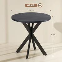 HOMCOM Esstisch 75 x 75 cm rund Küchentisch für 2-4 Personen modern Esszimmertisch mit Spinnenfuß Schwarz(m-3)