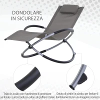 Outsunny Sedia A Dondolo Design Moderno Per Interni Ed Esterni Textilene 154x80x84cm Grigio(m-5)