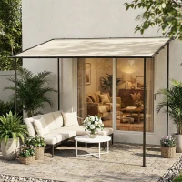 Outsunny Pergola de jardin, pergola adossée tonnelle de jardin avec structure métallique et trous de drainage, 3 x 2 m, crème(m-2)