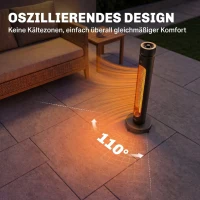 Outsunny Infrarot Heizstrahler 2000W Carbonfaser oszillierender Standheizstrahler mit Fernbedienung 8 Heizstufen Schutzhülle(m-5)