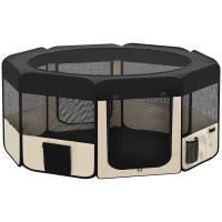 PawHut Parque Plegable para Perros y Gatos Corralito Portátil para Animales Pequeños Impermeable de Tela Oxford Ø90x41 cm Negro(m-1)