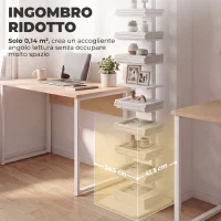 HOMCOM Libreria Moderna a 11 Ripiani Salvaspazio in Stile Industriale, 34.5x41.5x163.5 cm, Bianco(m-5)