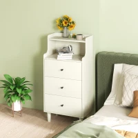 HOMCOM Cómoda con 3 Cajones y 2 Estantes Abiertos Diseño Moderno y Antivuelco para Dormitorio o Salón 47x29x95cm Blanco Veteado(m-10)
