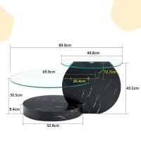 Table basse moderne minimaliste, design italien, pieds antidérapants, 89.9x69.9x43.2 cm, Transparent(m-3)
