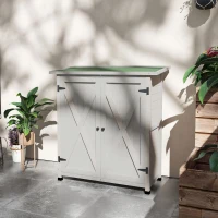Outsunny 46.5 x 97cm Compact Wooden Storage Shed - Light Grey(m-10)