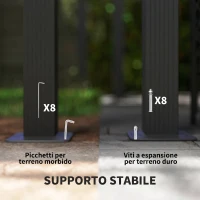 Outsunny Pergola Gazebo 3x3 m con 8 Fori di Drenaggio, in Alluminio, Metallo e Poliestere, Grigio Scuro(m-6)