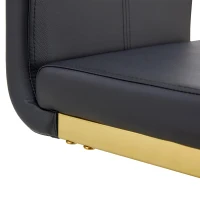 Lot de 2 tabourets de bar style nordique, design épuré et élégant avec piètement métal doré robuste, 39x46.5x96.5 cm, Noir+Doré(m-9)