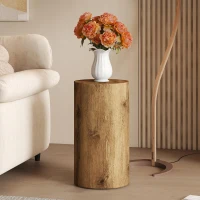 Table basse ronde élégante, bords arrondis et patins antidérapants, 30x30x55 cm, Couleur naturelle(m-1)