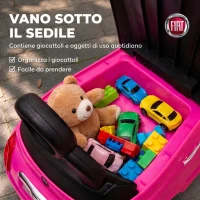 AIYAPLAY Macchina Cavalcabile per Bambini 12-36 Mesi Licenza Fiat con Musica, Clacson e Vano Sottosedile in PP, Rosa(m-5)