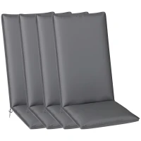Outsunny Lot de 4 coussins de chaise extérieur avec attaches et bande réglable, anti-décoloration UPF50+, 124x50x5cm, gris(m-11)