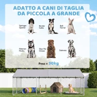 PawHut Recinto per Cani da Esterno con Rete Zincata e Serratura, in Acciaio e Tessuto Oxford, 4x2.3x1.5 m, Argento(m-4)