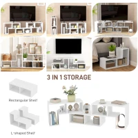 HOMCOM Three-Block Modular TV Stand - White Wood-Effect(m-5)