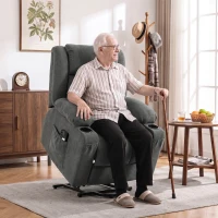 HOMCOM Dual Motor Recliner Chair, 55° Electric Lift Chair for Elderly, Recliner Armchair with Massage and Heat, Dark Grey(m-2)