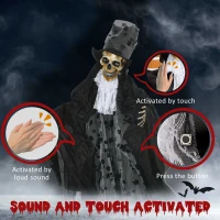 Outsunny 189cm Life Size Outdoor Halloween Decorations Ghost Bridegroom, Animated Prop Animatronic Decor with Sound and Motion Activated, Light Up Eyes, Howling Sound(m-6)