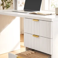 HOMCOM Computer Desk with 3 Drawers Reversible Home Office Desk 120 cm, White(m-13)