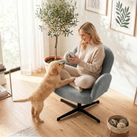 HOMCOM Swivel Accent Chair, Shell-Shaped Armchair with Spring Cushion, Metal Base, Grey(m-8)