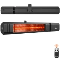 Outsunny 2000 W Electric Infrared Patio Heater, IP65 Outdoor Garden Heater with APP/Touch/Remote Control, 9 Heat Settings, Black(m-14)