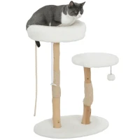 PawHut Arbre à chat arbre à grimper avec lit poteaux à griffer plateforme de saut balle et corde de jeu 58 x 40 x 85 cm blanc(m-11)