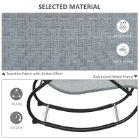 Outsunny Zero Gravity Rocking Lounge Chair Rattan Effect Patio Rocking Chair w/ Removable Pillow Recliner Seat Breathable Texteline - Grey(m-6)