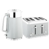 HOMCOM Electric Stainless Steel Kettle and Toaster Set, 3000W 1.7L UK Strix Thermostat Fast Boil Kettle w/ Limescale Filter, Cool Touch Body, 4 Slice Toaster with 7 Browning Levels, Taupe(m-1)
