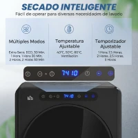 HOMCOM Secadora de Evacuación 3 KG 1000W Función Antiarrugas Función Esterilizar Temporizador Pantalla LED Táctil Negro(m-4)