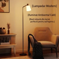 HOMCOM Lampă de Podea LED cu Cap Rotativ la 350°, Reglare a Temperaturii Culorii 3000K/4000K/6500K, Negru(m-9)