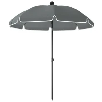 Outsunny Parasol de plage 1, m, parasol de jardin inclinaison avec ancrage au sable, hauteur réglable, sac de transport, gris foncé(m-12)