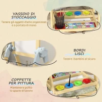 AIYAPLAY Cavalletto per Bambini Doppia Lavagna per Gesso e Pennarelli, Lavagnetta Magnetica e Rotolo di Carta, Legno(m-8)