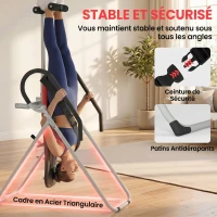 SPORTNOW Table d'Inversion Pliable en Acier, Inversion 0-90°, Verrou de Cheville Réglable, 122x59x130cm, Rouge(m-5)
