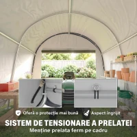 Outsunny 3x3m Garaj pentru Motociclete, Cort cu Acoperiș Rezistent Impermeabil, 2 Intrări cu Fermuar, pentru Biciclete și Unelte, Cadru din Oțel Galvanizat, Cort Grădină, Gri(m-7)