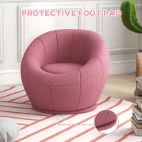 HOMCOM Modern Accent Chair, Swivel Upholstered Armchair for Living Room, Bedroom, Home Office, Pink(m-6)