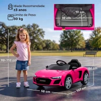 AIYAPLAY Carro Elétrico para Crianças Audi R8 Spyder 12 V com Comando 2,4 GHz, 2 Motores, Arranque Suave e Suspensão Traseira, Rosa(m-3)