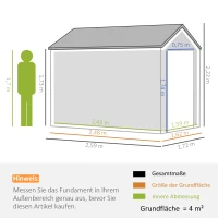 Outsunny Casetta da Giardino Porta Attrezzi in Acciaio Zincato e PP con Finestra, 259x172x222 cm, Grigia e Bianca(m-3)
