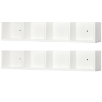 HOMCOM Wall Mount 84 CD / 56 DVD/Blu-ray/ Media Storage Rack 4 Cubes, Wooden Shelf Organiser Unit Bookcase Display, Set of 2, White