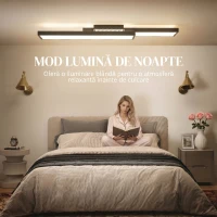 HOMCOM Plafonieră LED Reglabilă cu Telecomandă și Întrerupător, Temperatura Culoare 3000-6000K, Lampă de Design pentru Living și Sufragerie, 70x30 cm, Negru(m-5)