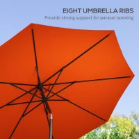 Outsunny 3 m Garden Parasol Umbrellas, Outdoor Sun Shade with 8 Ribs, Tilt and Crank Handle for Balcony, Bench, Garden, Orange(m-7)