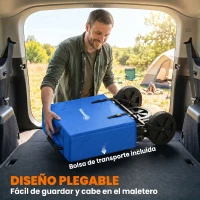 Outsunny Carro Plegable con Toldo Desmontable Longitud y Ángulo del Mango Ajustables y Bolsa de Transporte Carga 100 kg Azul(m-4)