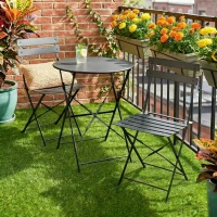 Outsunny Set Bistrò Esterno, Arredo Giardino Pieghevole con Tavolo e 2 Sedie, Nero.(m-10)