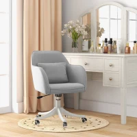 Vinsetto Velvet Office Chair, Desk Chair, Makeup Vanity Chair with Massage Lumbar Pillow and Rolling Wheels for Bedroom and Home, Grey(m-10)