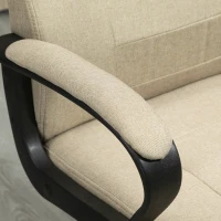Vinsetto Scaun de Birou Ergonomic, Rotativ și Înclinabil, din Țesătură cu Aspect de In, cu Tetieră, Bej(m-9)
