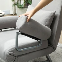 HOMCOM Single Sofa Bed, 3-in-1 Convertible Folding Chair Bed with Adjustable Backrest, Removable Armrests, Light Grey(m-11)