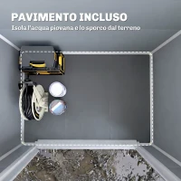 Outsunny Casetta da Giardino con Finestra e Doppia Porta PP e Alluminio, 183x134x210 cm, Grigio(m-4)