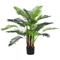 HOMCOM Palmier Artificiel H.1 m Arbre Artificiel Tronc Branches Lichen Feuilles Grand réalisme Pot Inclus(m-10)