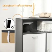 HOMCOM Pantofar cu 2 usi rabatabile, polita deschisa si dulap cu 2 niveluri, gri, alb(m-7)
